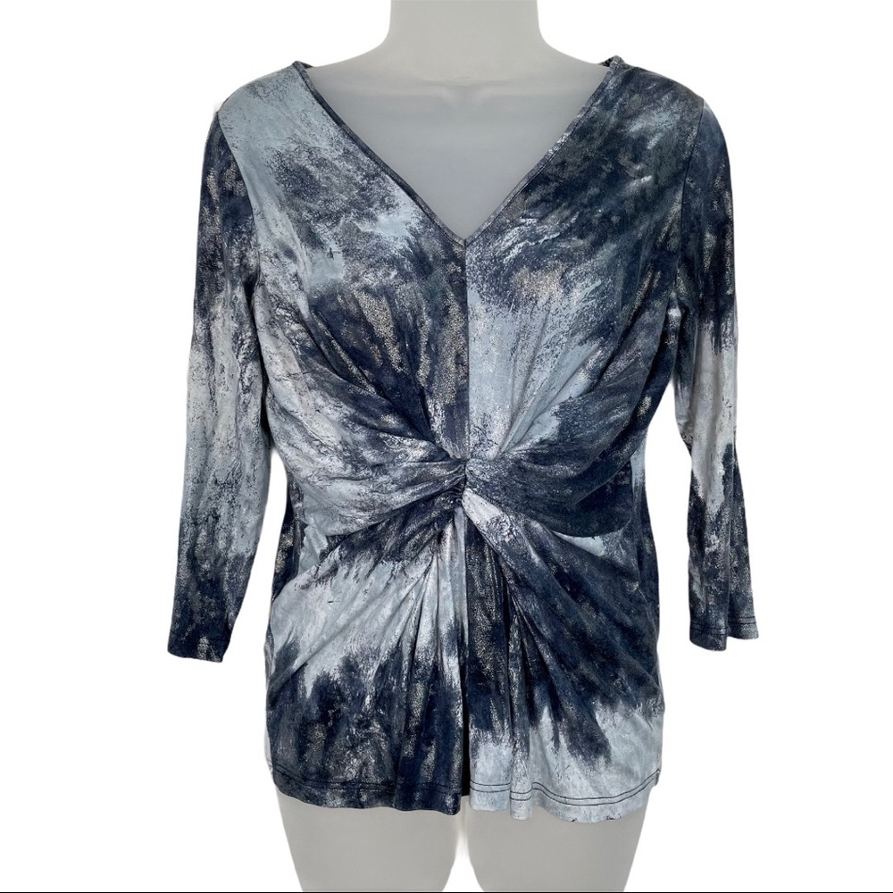 Lynn Ritchie 3/4 Silk Top Metallic Blue Twist